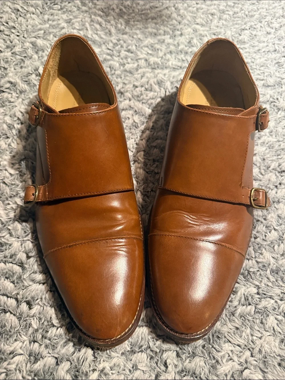 Cole Haan Brown Leather Double Monk Strap Shoes